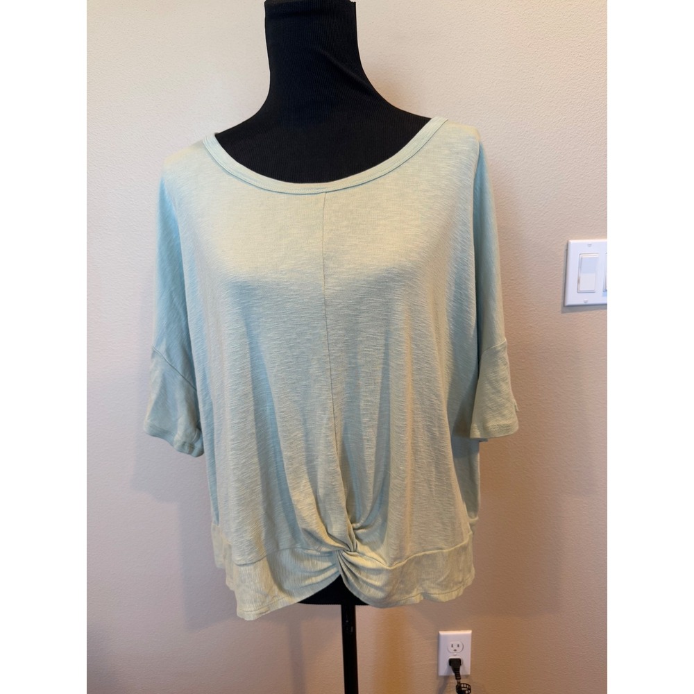 Threads 4 Thought 3X Tunic Top Light Green Twist Front Dolman Sleeve